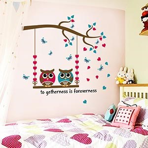 HM31001 owl family get together PVC wall decal DIY Nursery bedside kids room decorative removable wall sticker