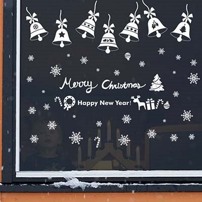 SK6011 Merry Christmas small bell and Snowflake DIY home decorative wall sticker Christmas self adhesive wall decal