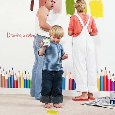 SK7014 Colorful pencil skirting line  DIY decorative wall sticker