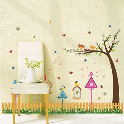 SK9085 Cartoon bird bird nest DIY kids room decorative wall sticker skirting line home decorative wall decal