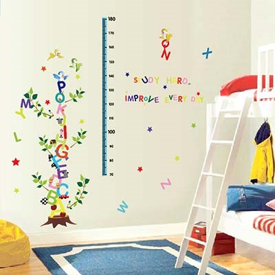 SK9087 Learning English DIY kids room decorative wall sticker English alphabet  kids height gown chart