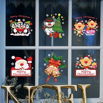 SK9108 Merry Christmas DIY showcase decorative wall sticker/glass wall decal self-adhesive wall sticker