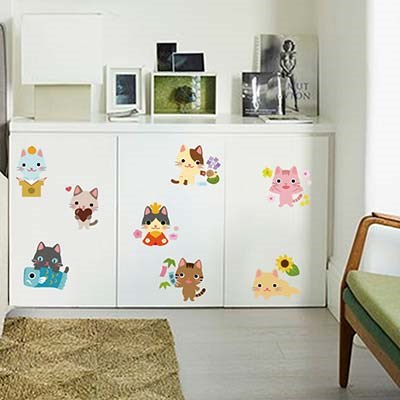 SK36006 Cute cartoon cats home decoration self adhesive wall sticker DIY kids wall sticker switch sticker