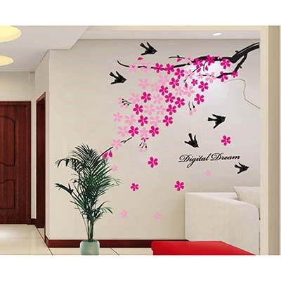 AY936 pink spring flower decorative print wall sticker 
