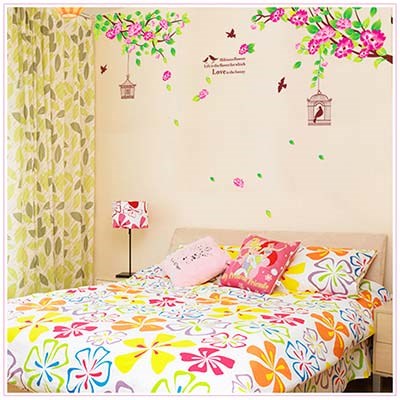 AY1916A pink hibiscus flower DIY home decorative wall sticker/wall decal