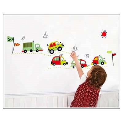 AY7012 Cute bus and car wall stickers DIY Removable boy bedroom kids room Home Decor vinyl Art Decals