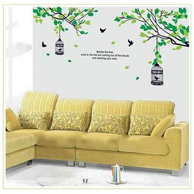 AY9045 Rural Style birdcage and bird DIY decorative removable waterproof wall sticker