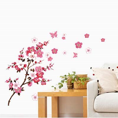 AY9053 Red Peach Tree decorative removable waterproof wall sticker
