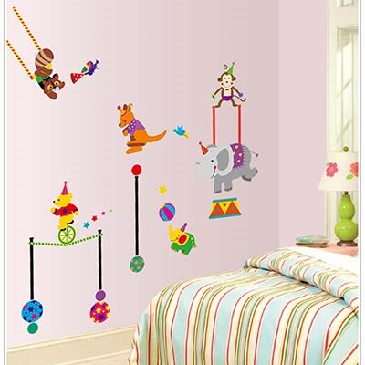 AY702 Circus and lovely animals DIY home decorative wall stickers 