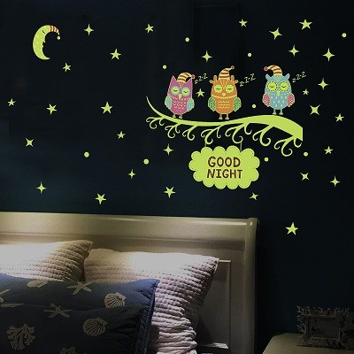 HM31006 The owl family twinkle little star and moon Glow in the Dark